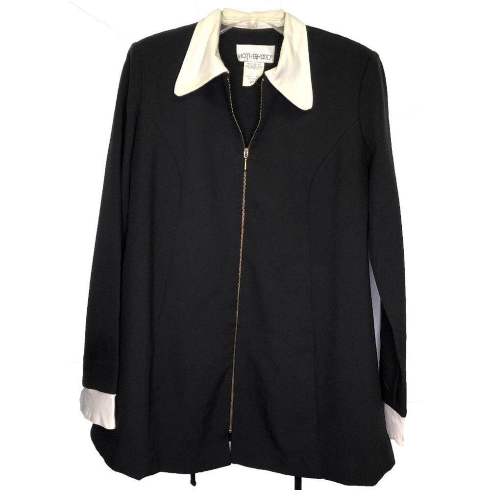 Motherhood Maternity Vintage Black Zip Jacket Top Tie Back Womens Small